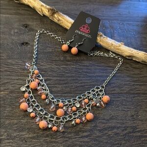Paparazzi Orange Beaded Necklace and Earring Set